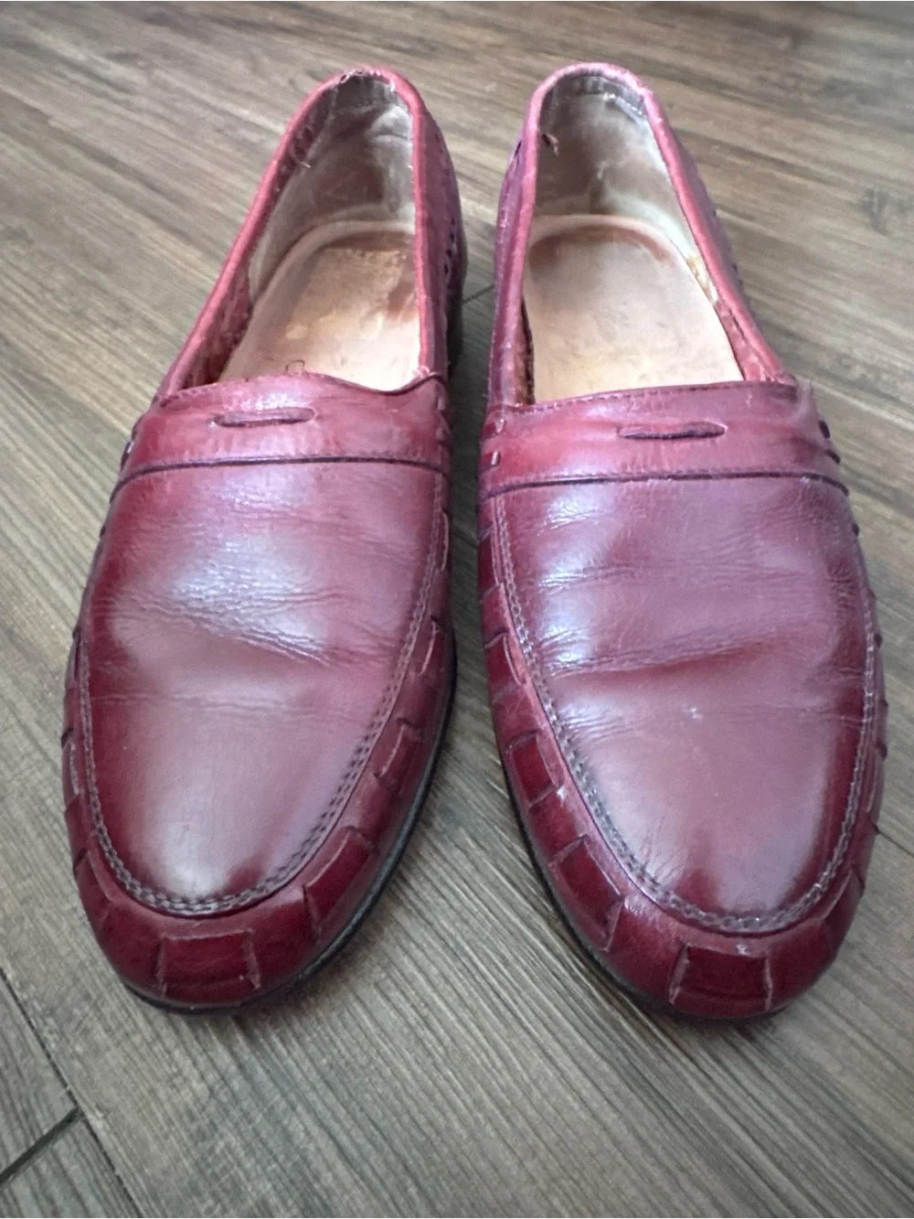 Vintage Men's Bill Blass Burgundy Leather Slip-On Loafers